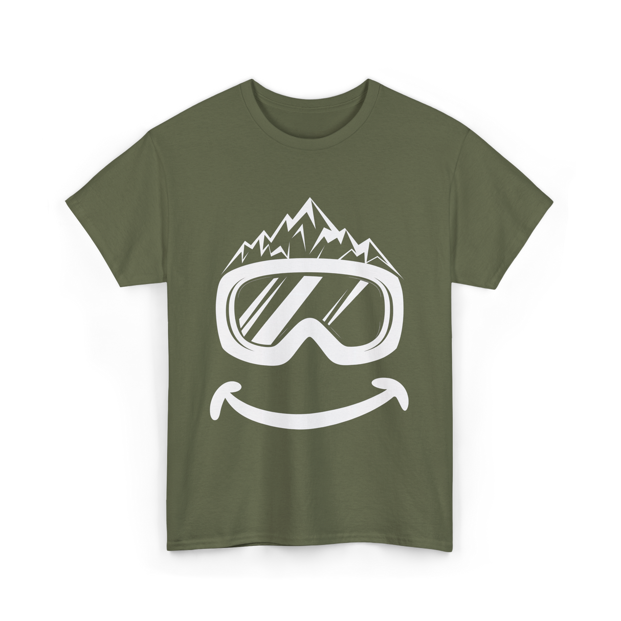 Ski Goggles Mountains Skiing T-Shirt - Military Green