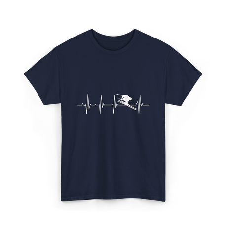 Ski Heartbeat Skiing Sport T-Shirt - Navy