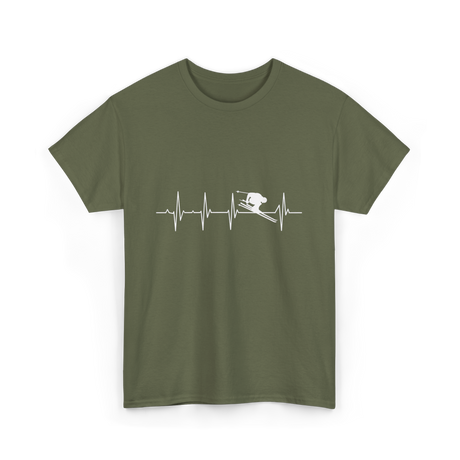 Ski Heartbeat Skiing Sport T-Shirt - Military Green