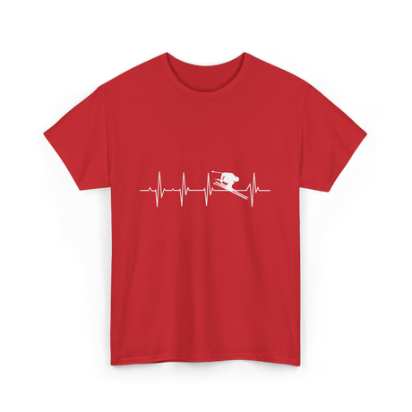 Ski Heartbeat Skiing Sport T-Shirt - Red