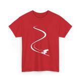 Skier in Powder Snow Freeride T-Shirt - Red