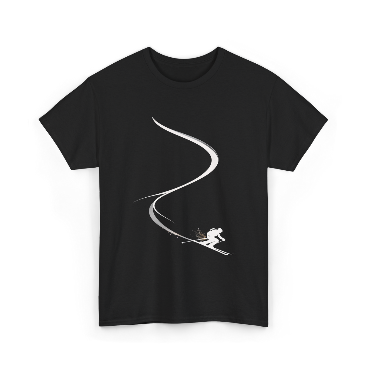 Skiing in Deep Powder Freeride T-Shirt - Black