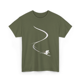 Skiing in Deep Powder Freeride T-Shirt - Military Green