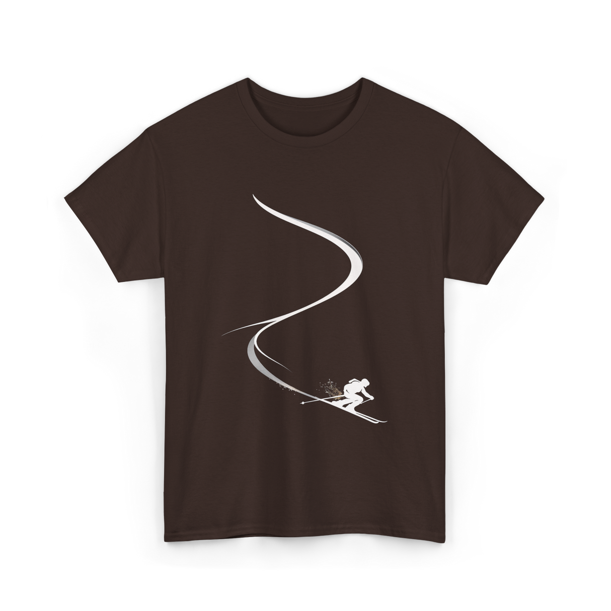 Skiing in Deep Powder Freeride T-Shirt - Dark Chocolate