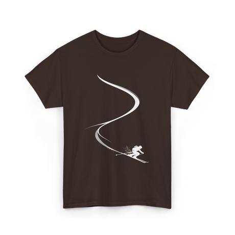 Skiing in Deep Powder Freeride T-Shirt - Dark Chocolate