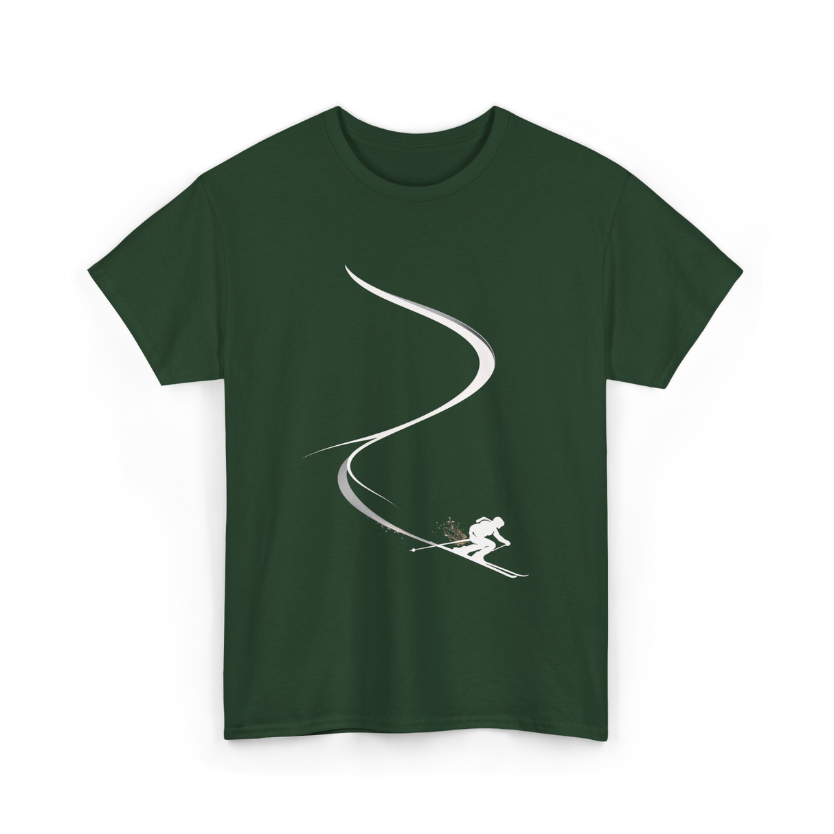 Skiing in Deep Powder Freeride T-Shirt - Forest Green