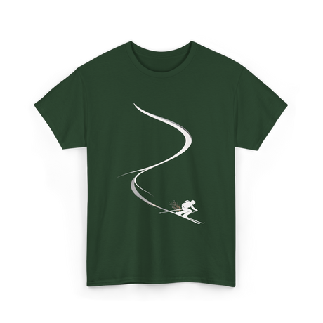 Skiing in Deep Powder Freeride T-Shirt - Forest Green