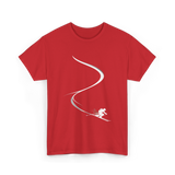 Skiing in Deep Powder Freeride T-Shirt - Red