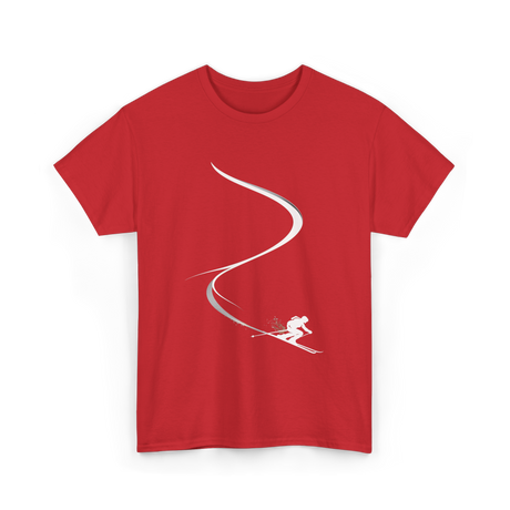 Skiing in Deep Powder Freeride T-Shirt - Red