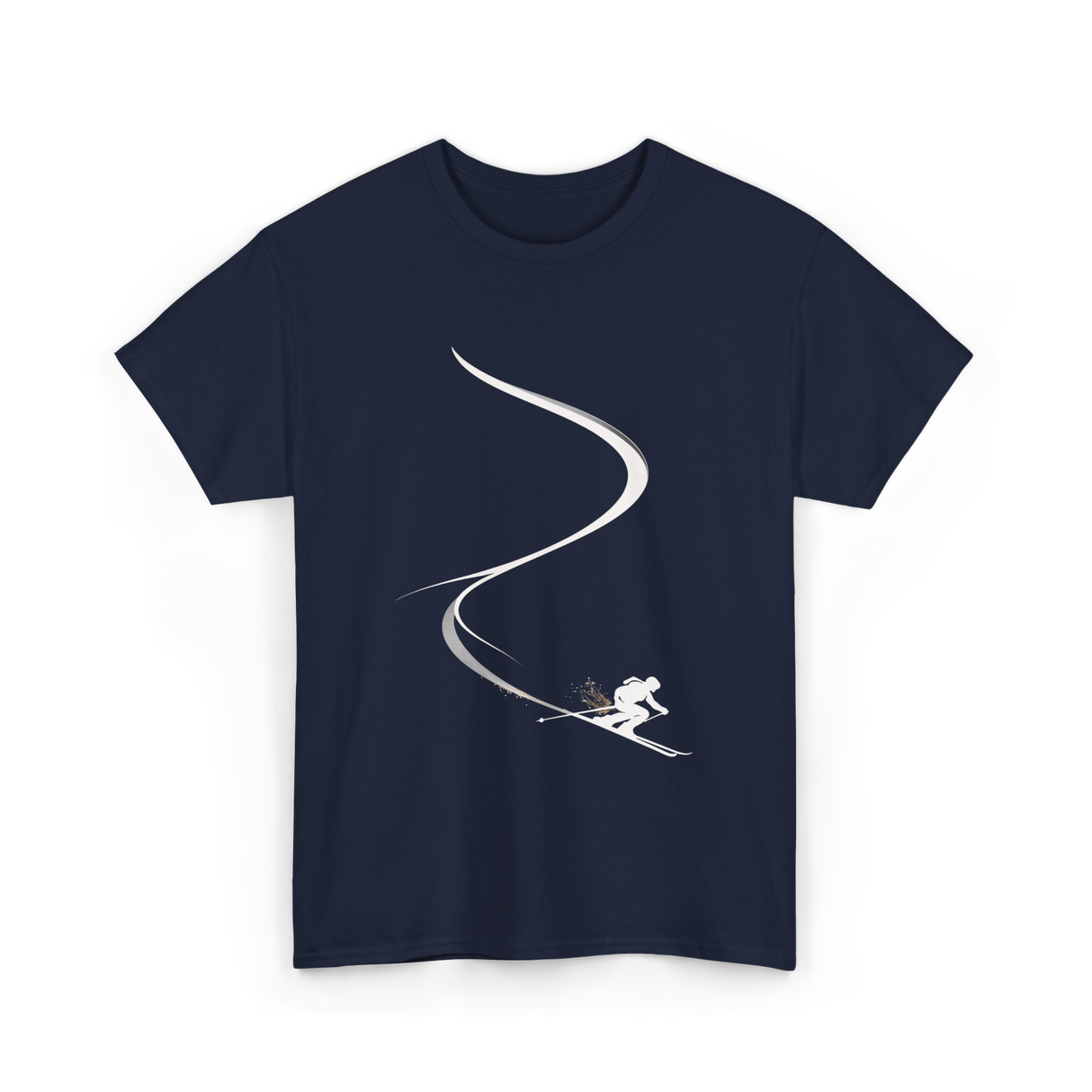 Skiing in Deep Powder Freeride T-Shirt - Navy