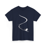 Skiing in Deep Powder Freeride T-Shirt - Navy