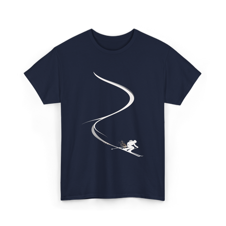 Skiing in Deep Powder Freeride T-Shirt - Navy