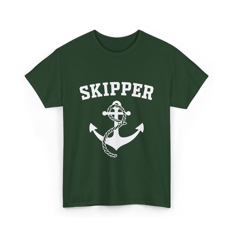 Skipper Anchor Boating Water Sports T-Shirt - Forest Green