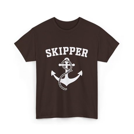 Skipper Anchor Boating Water Sports T-Shirt - Dark Chocolate