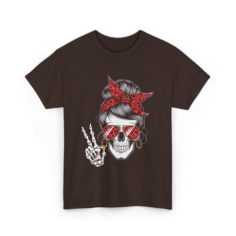 Skull with Sunglasses Skull T-Shirt - Dark Chocolate