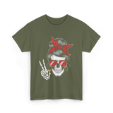 Skull with Sunglasses Skull T-Shirt - Military Green