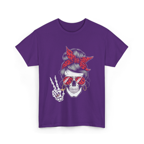 Skull with Sunglasses Skull T-Shirt - Purple