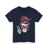 Skull with Sunglasses Skull T-Shirt - Navy