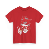 Skull with Sunglasses Skull T-Shirt - Red