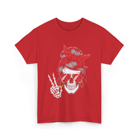 Skull with Sunglasses Skull T-Shirt - Red