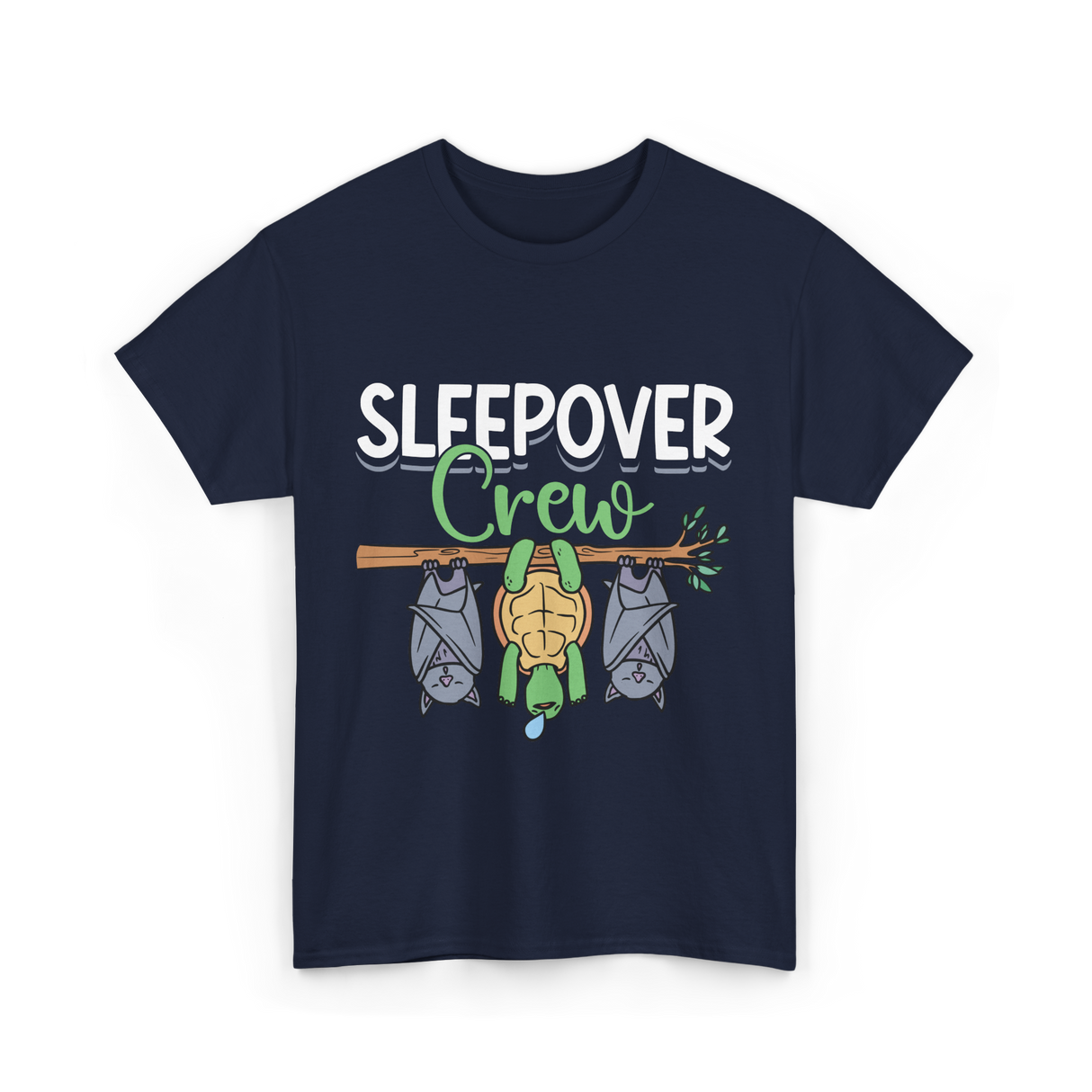 Sleepover Crew Overnight Crew Friends T-Shirt - Navy