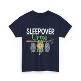 Sleepover Crew Overnight Crew Friends T-Shirt - Navy