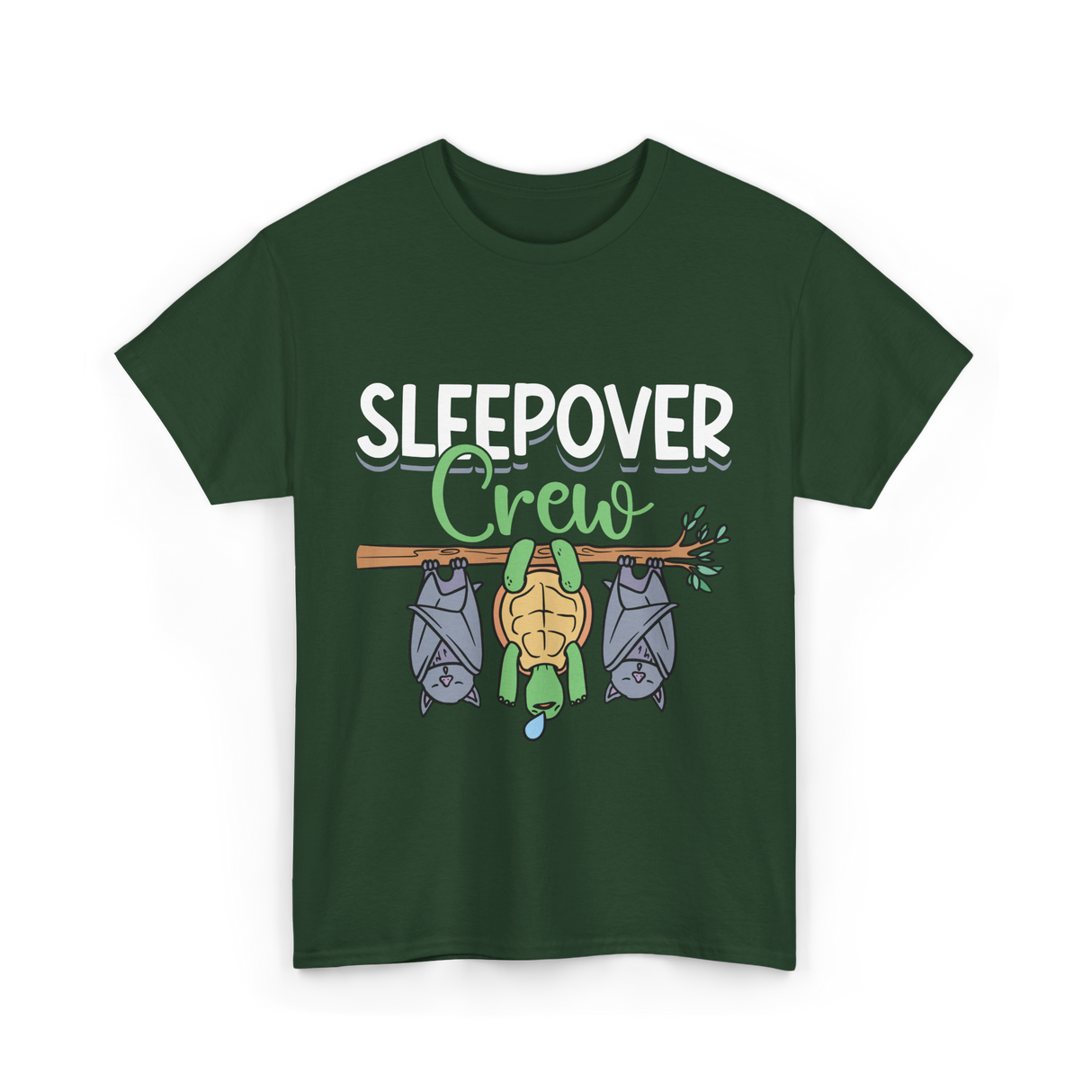 Sleepover Crew Overnight Crew Friends T-Shirt - Forest Green