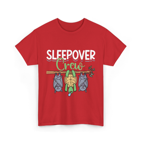 Sleepover Crew Overnight Crew Friends T-Shirt - Red