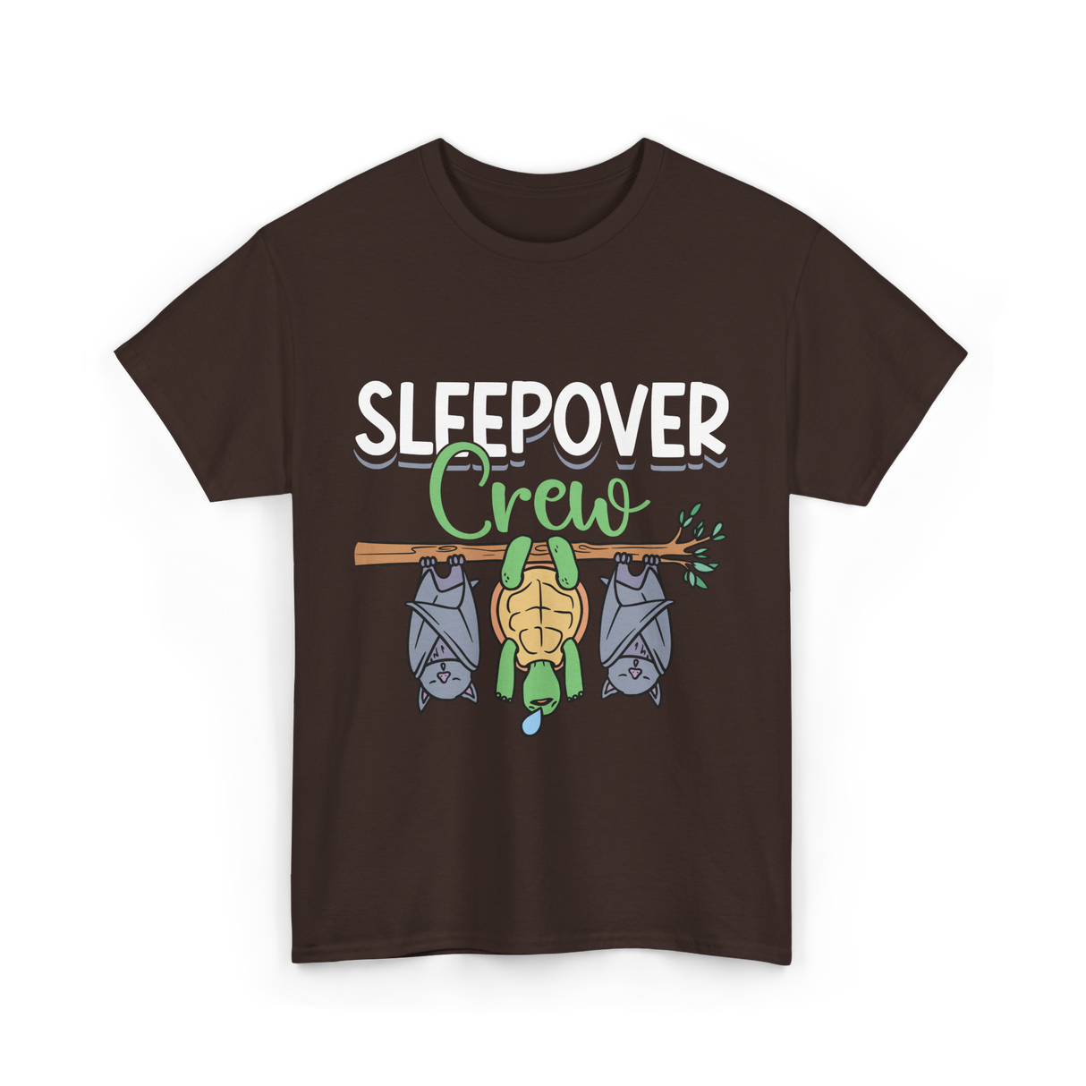 Sleepover Crew Overnight Crew Friends T-Shirt - Dark Chocolate