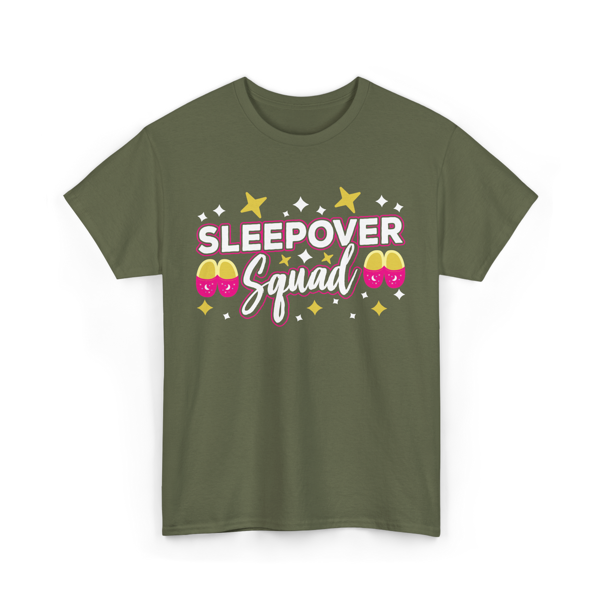 Sleepover Squad Overnight Party T-Shirt - Military Green