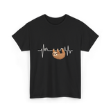 Sloth Heartbeat Sloths Lover T-Shirt - Black