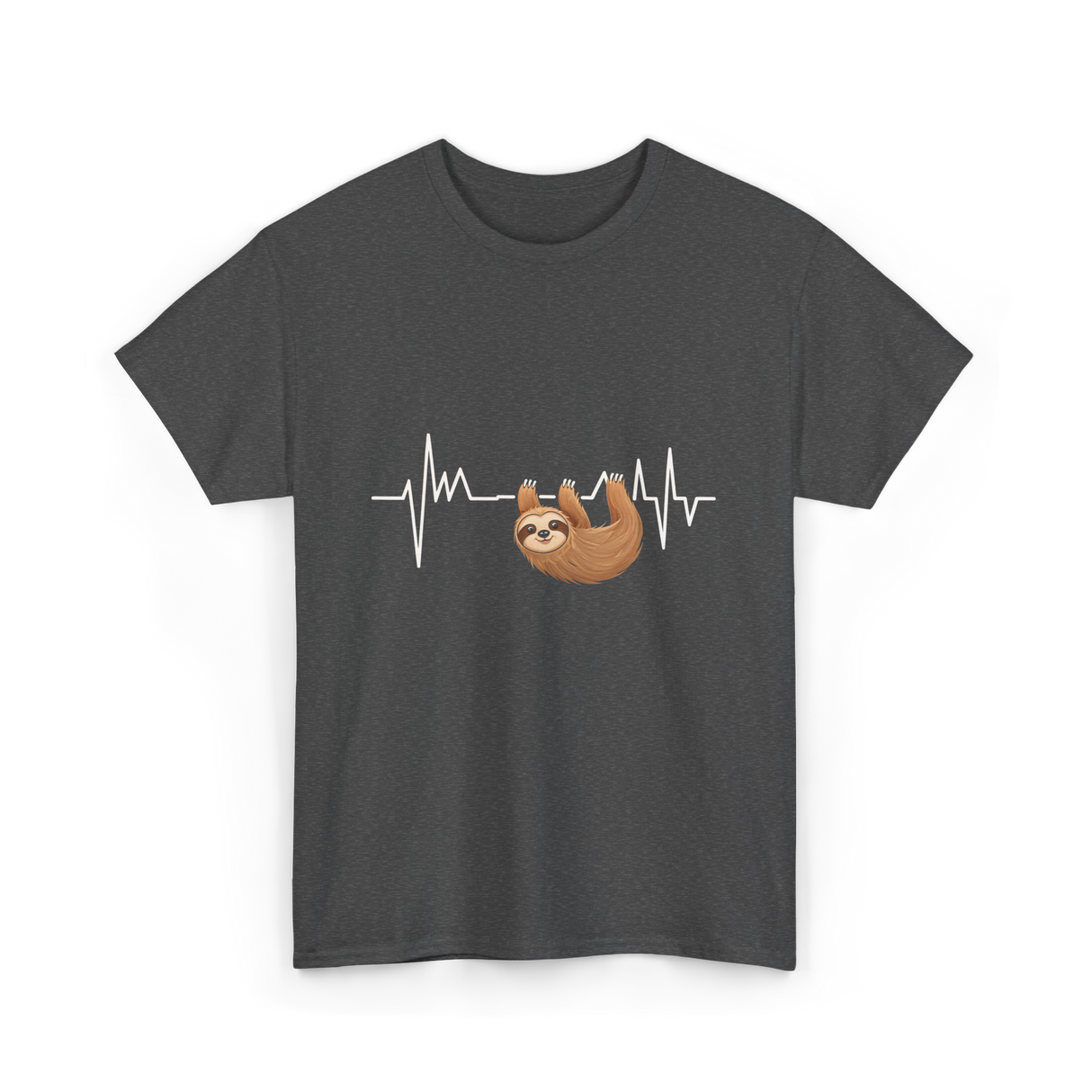 Sloth Heartbeat Sloths Lover T-Shirt - Dark Heather