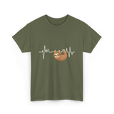 Sloth Heartbeat Sloths Lover T-Shirt - Military Green