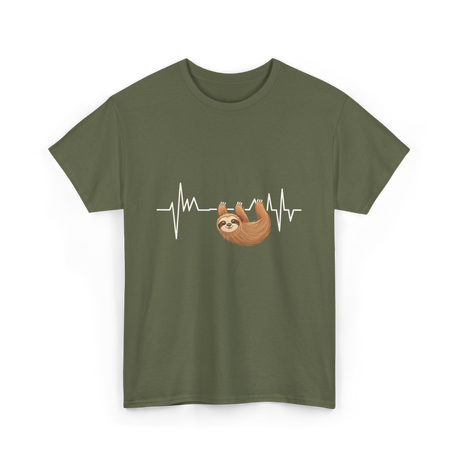 Sloth Heartbeat Sloths Lover T-Shirt - Military Green