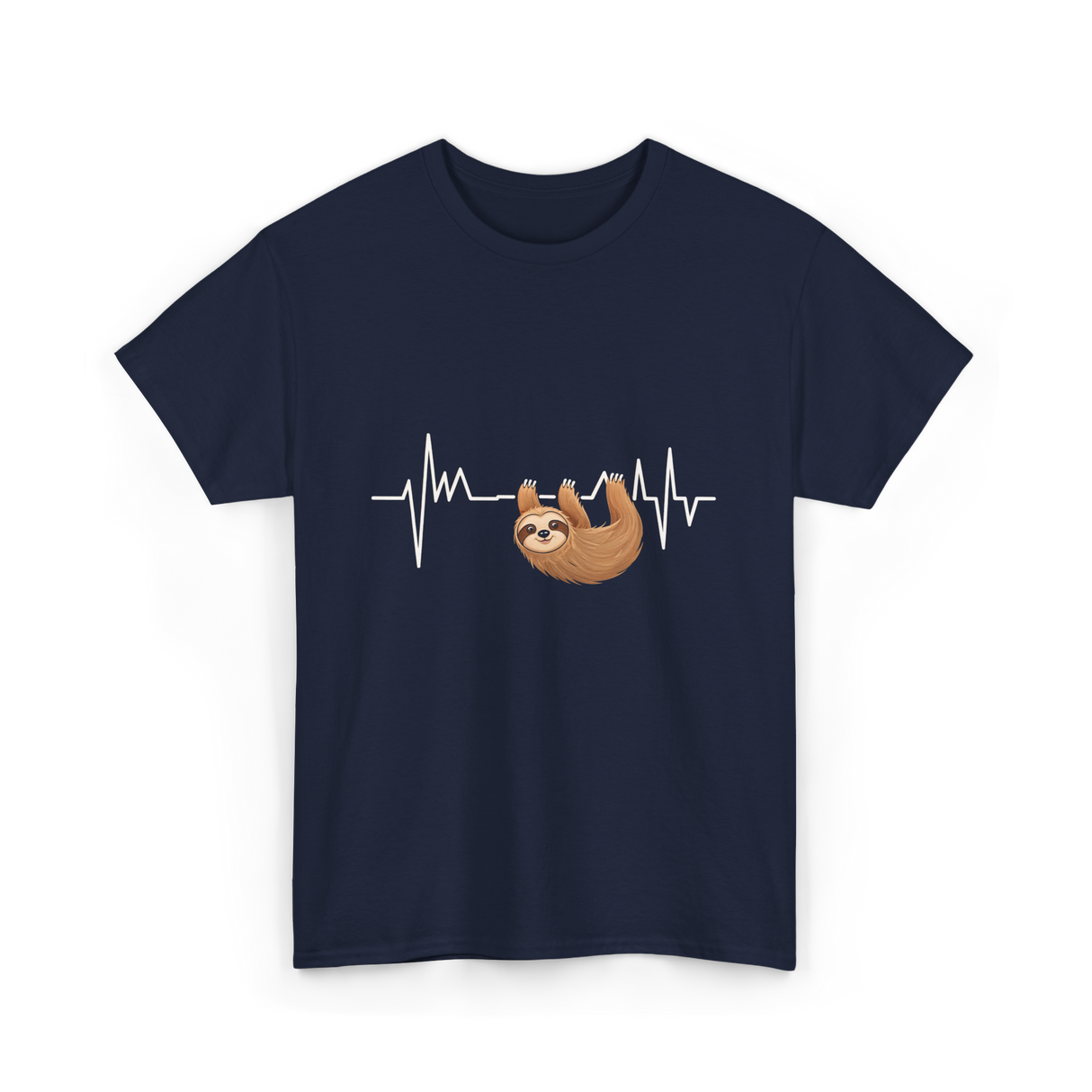 Sloth Heartbeat Sloths Lover T-Shirt - Navy