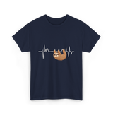 Sloth Heartbeat Sloths Lover T-Shirt - Navy