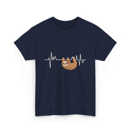 Sloth Heartbeat Sloths Lover T-Shirt - Navy