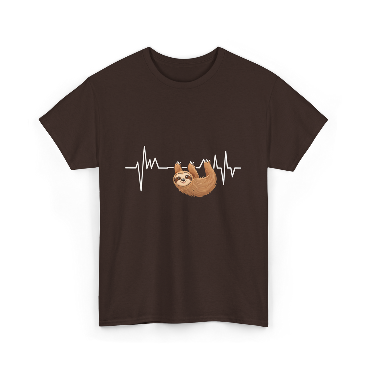 Sloth Heartbeat Sloths Lover T-Shirt - Dark Chocolate