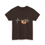 Sloth Heartbeat Sloths Lover T-Shirt - Dark Chocolate