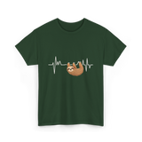 Sloth Heartbeat Sloths Lover T-Shirt - Forest Green