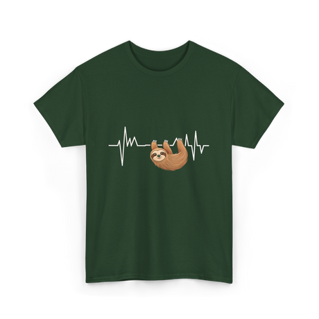 Sloth Heartbeat Sloths Lover T-Shirt - Forest Green