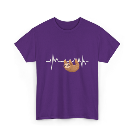 Sloth Heartbeat Sloths Lover T-Shirt - Purple