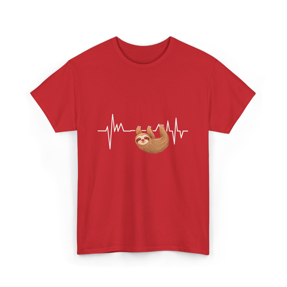 Sloth Heartbeat Sloths Lover T-Shirt - Red