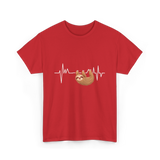 Sloth Heartbeat Sloths Lover T-Shirt - Red