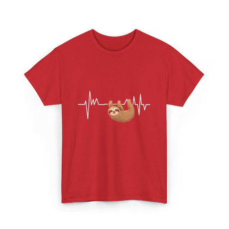 Sloth Heartbeat Sloths Lover T-Shirt - Red