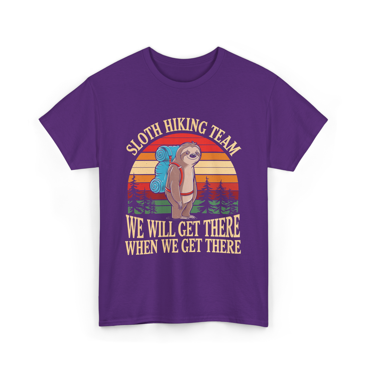 Sloth Hiking Team Hiking Enthusiast T-Shirt - Purple