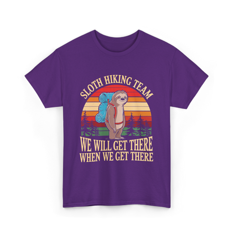 Sloth Hiking Team Hiking Enthusiast T-Shirt - Purple