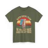 Sloth Hiking Team Hiking Enthusiast T-Shirt - Military Green