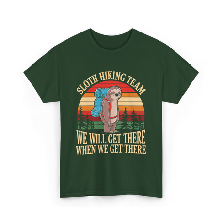 Sloth Hiking Team Hiking Enthusiast T-Shirt - Forest Green