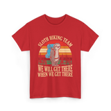 Sloth Hiking Team Hiking Enthusiast T-Shirt - Red